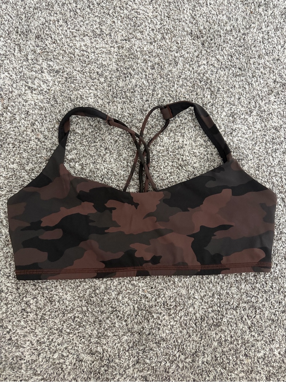 lululemon athletica Brown & Black Camo Strappy Sports Bra